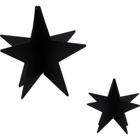 Metall Deko Stern schwarz im 2er Set – 14 und 8 cm – Weihnachtsdeko Sterne - Advent Weihnachts Dekoration Tischdekoration Fensterdekoration