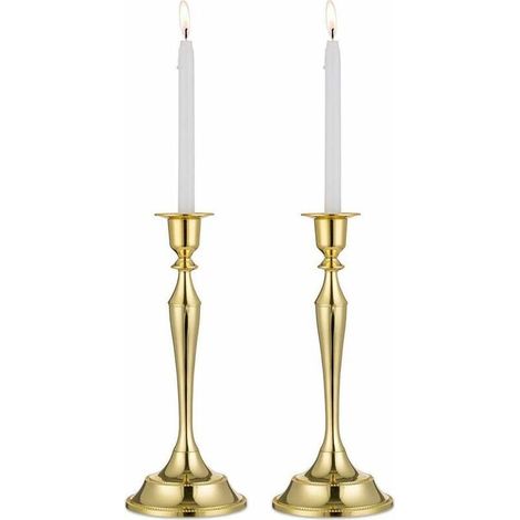 Lot De 2 Bougejoir À Simple Tête, Métal en Forme De Sablier Bougeoirs Chandeliers, Compatible avec Tous Les Taille Standard Bougeoirs (Or, 2 x Grand) (1/5)