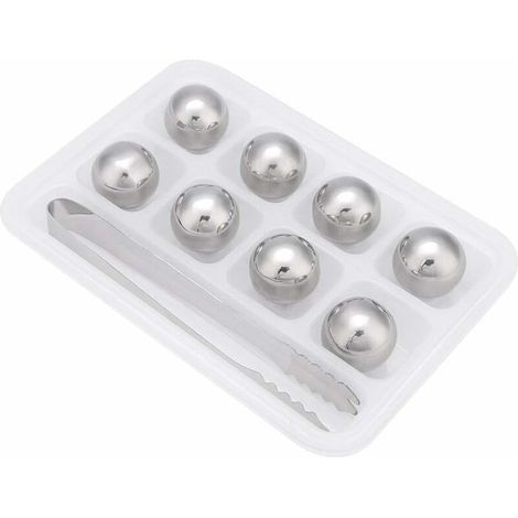 Reusable Stainless Steel Ice Balls Cool Wine Whiskey Beverage Cooler Stones with Clip (Ball)