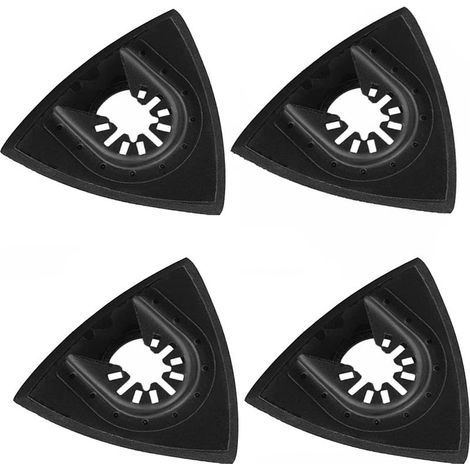 Set mit 4 universellen dreieckigen Schleifpads für oszillierende Multifunktionswerkzeuge, Schnellverschluss, 76 mm, schwarz (1/5)