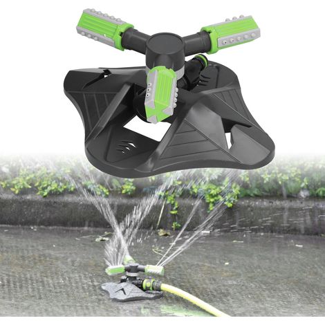 Aspersor giratorio para jardín, automático de 3 boquillas con base de ABS y conexión roscada para un riego económico y preciso. (1/5)