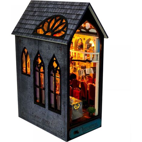 Wooden Puzzle - Doll House - 3D Laser-Cut Pine Kit with Warm White LED Lights - Assembly Required - Ages 14+ - Includes All Parts and Tools