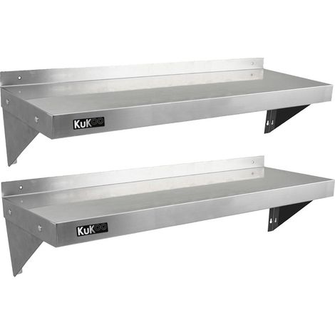 KuKoo 2 x Gastro Edelstahl Regal Wandregal Küchenregal Wandbord Gewürzregal 1250mm x 300mm (1/5)