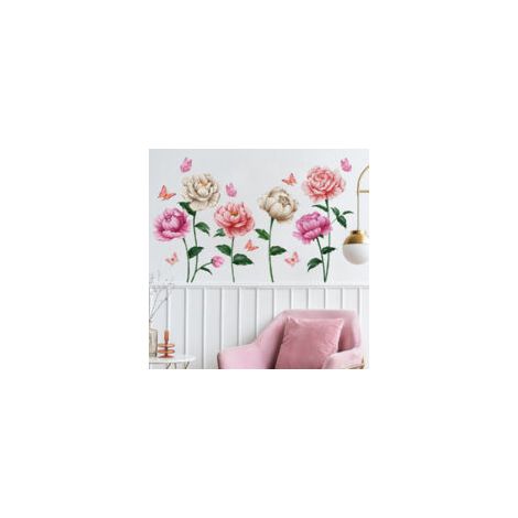 Pegatinas de pared para sala de estar: flores, mariposas, vinilos decorativos de rosas, plantas, decoración de pared para salas de estar, dormitorios, oficinas de adultos, habitaciones infantiles y gu