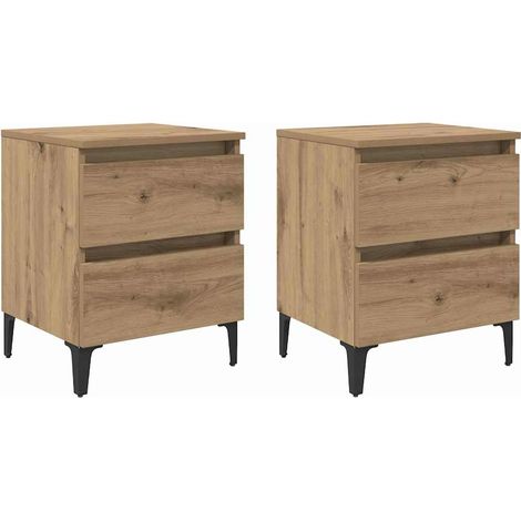 Maison Exclusive - Armadio da Notte 2 pz Rovere artigianale 40 x 35 x 50 cm (1/5)