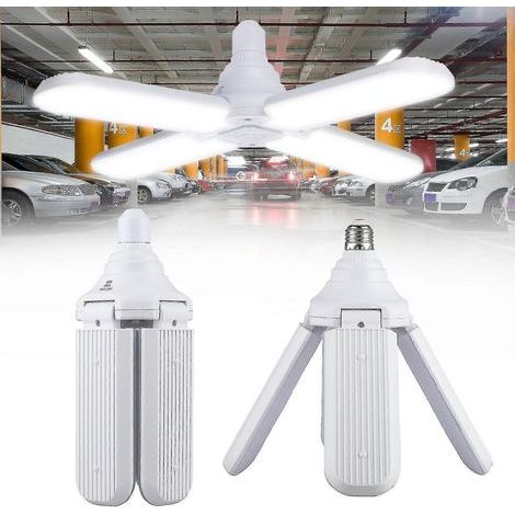 Éclairage LED 45 W pour garage, éclairage LED lumière du jour, panneaux déformables à 3 feuilles, plafonnier LED pour garage et grenier.