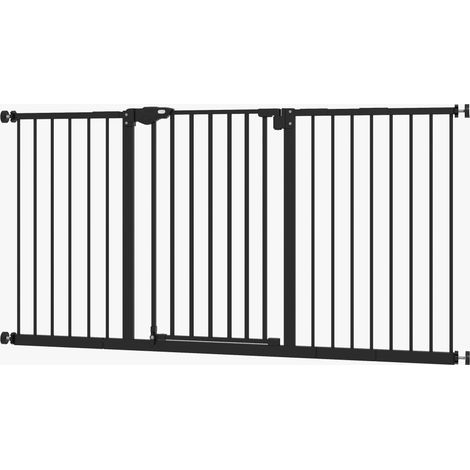 Schwarzes Metall-Sicherheitstor für Haustiere und Treppen 136,3 x 76,2 cm MODENUIT (1/5)