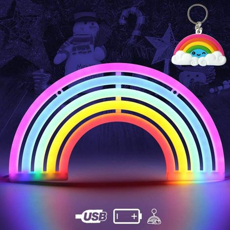 Filiyano – Lampe arc-en-ciel LED néon, veilleuse arc-en-ciel, néon multicolore, décoration murale LED néon, cadeau de Noël pour enfants (Arc-en-ciel) (1/3)
