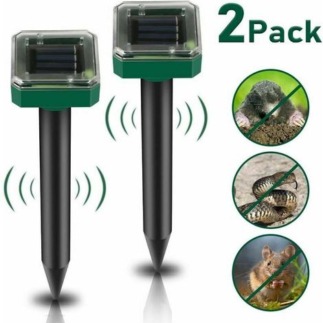 Solar-Maulwurfvertreiber, Ultraschall-Solar-Maulwurfvertreiber, Maulwurfvertreiber, Wühlmausvertreiber, Maulwurfvertreiber, Schädlingsvertreiber mit IP65 für den Garten, 2 Stück
