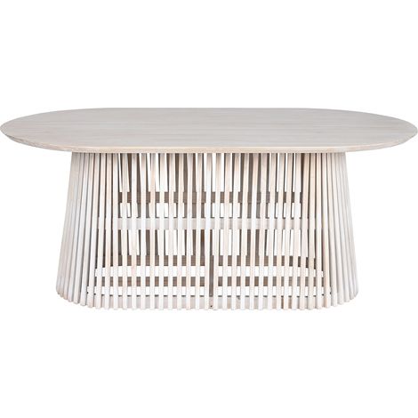 Pegane – Table de salle à manger ovale en bois blanc – Longueur 180 cm x profondeur 100 cm x hauteur 75 cm – Design moderne pour repas conviviaux (1/5)