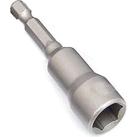 1 - Douille Hexagonale - Embout Visseuse - Acier Chrome Vanadium - Pour Perceuse Et Tournevis - Bricolage Et Mécanique - Argent - 6,35 Mm X 5,5 Mm