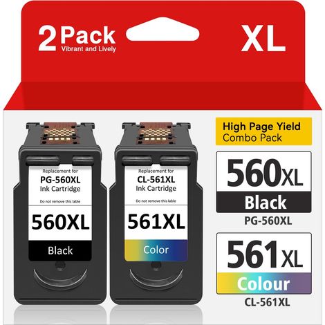 Cartouches d'encre PG 560 XL et CL 561 XL compatibles avec Canon pour Pixma TS5350, TS5351, TS5352, TS7450, TS7451