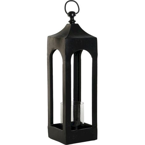 Lanterne élégante noire pour ambiance cosy intérieur/extérieur - Noir intense et sophistiqué (1/4)