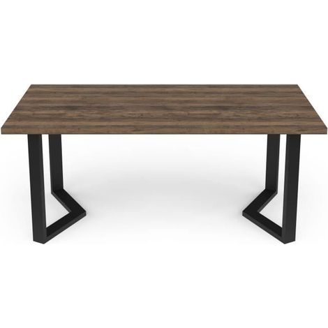 Table - MONACO - Rectangulaire - Décor mélamine chene saloon - Pied en V noir - 6 places - 180 x 90 cm - DEMEYERE (1/5)