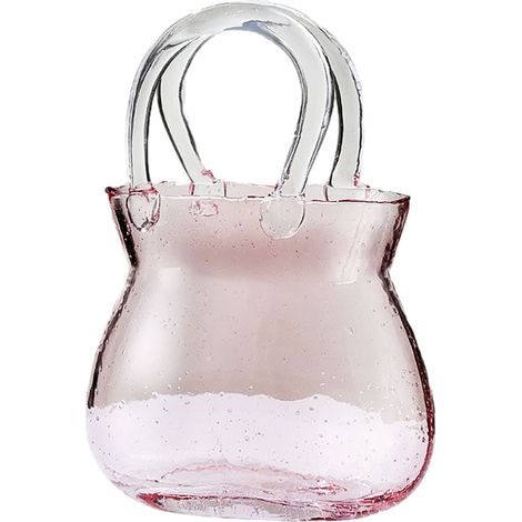 Sac à Main Créatif en Verre avec Poignée pour Décoration d'Intérieur - Pièce Unique en Rose - Vase Aquarium Design Élégant-AUTRES
