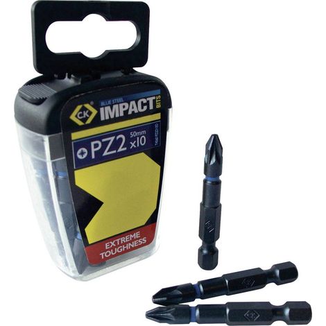 C.K T4560 PZ2LD10 Jeu d'embouts 10 pièces vis Pozidriv technologie Torsion Control Y561341 (1/2)