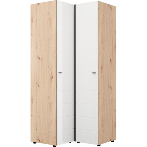 Guardaroba 2 Ante Tavole, Armadio Camera da Letto 4 Ripiani, Appendiabiti, Apertura Battente, 95x208h cm Bianco Opaco