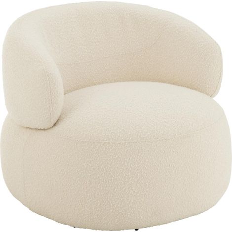 Fauteuil Pivotant Rond "Cosy" 85cm Écru (1/5)