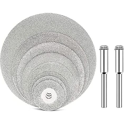 10pcs Disque Diamant de Coupe Lames de Scie Circulaire diamant Disques de Meulage Diamant avec 2pcs Mandrins Tiges pour Rotatifs Outils Rotatifs Verre (1/5)