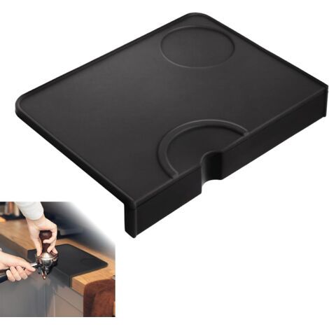 Tazas y vasos, tapete de silicona para prensar, tapete de prensado Dingrich con protección de bordes, tapete para prensar café, herramientas de barista (negro, 20,5 x 15 x 3 cm) (1/5)