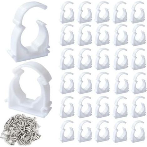 50 Collier De Serrage,25mm Pvc Blanc,Fixation Tuyau,Eau Domestique,Câblage (1/5)