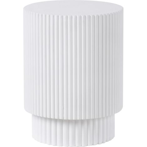 Table d'Appoint Striée Moderne MgO Ronde Résistante aux UV et aux Taches Blanche Biccari