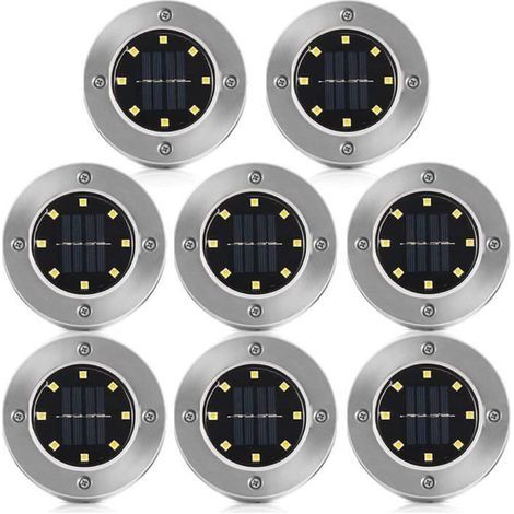 Outdoor Solar Lights, Set of 8 Garden Solar Lamps with 8 Embedded LEDs, IP65 Waterproof, for Lawn.