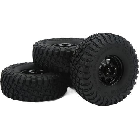 4 pneus de roue 1,9 pouces avec moyeu à 10 trous, motif gravier inégal, pour modèles de voiture RC SCX10 1/10, noir (1/5)