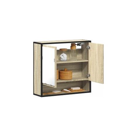 Armoire à miroir de salle de bain chêne sonoma bois ingénierie (1/5)