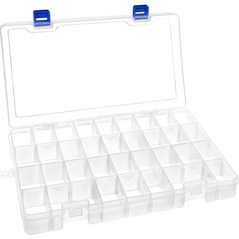 1 Boite Rangement Plastique, 34 Compartiments, Séparateurs Réglables, Transparente, Pour Perles Outils Pêche