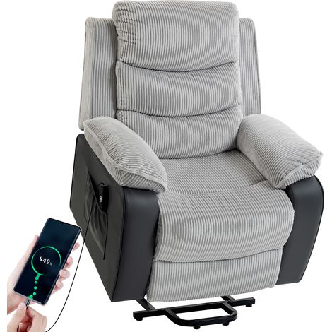 HOMCOM Power Lift Riser Recliner Chair with High Back, Remote, Light Grey