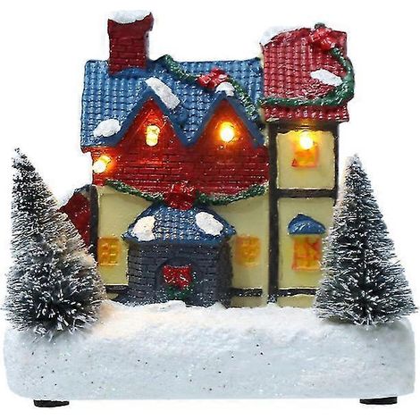 Décoration intérieure de Noël maison en bois avec lumières led en résine (d, style) (1/3)