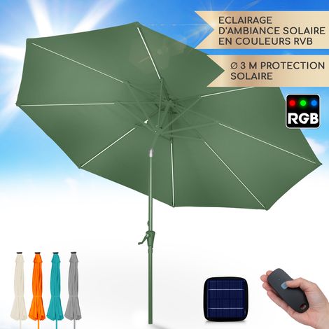 Parasol Blumfeldt calais led cadre aluminium toile polyester uv 50 - vert (1/5)