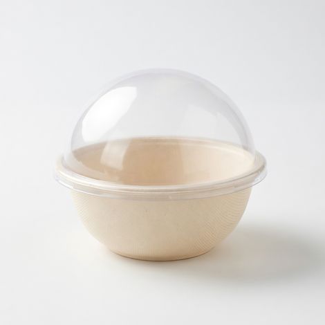 Bol jetable à dessert glacé renforcé 600 ml avec couvercle en dôme
