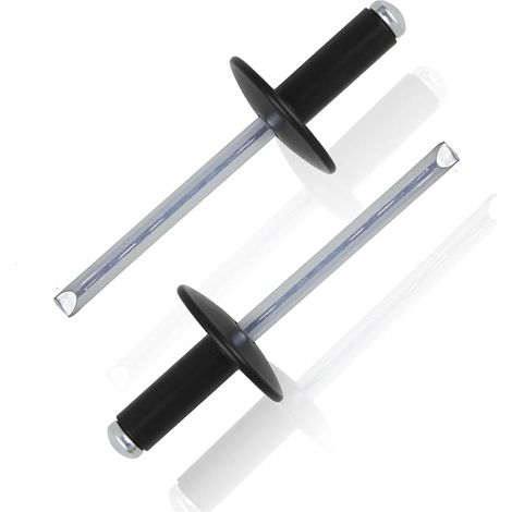 100 Pièces Rivets Pop en Aluminium 4.8x19mm Lot de Tête Large Couleur Noir pour Lier des Matériaux tels que Tôle Bois Meubles Cadres de Fenêtres ou Cadres Plastiques Installation Facile (1/5)