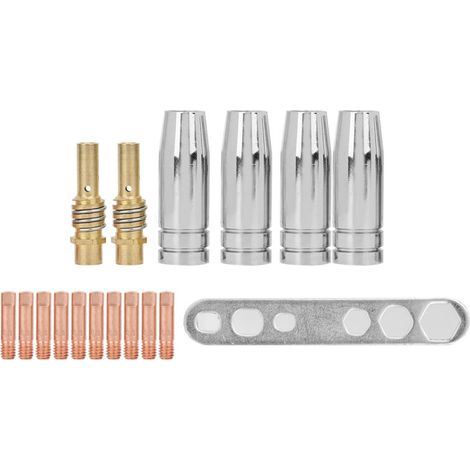 15 pièces Kit d'accessoires pour poste à souder MIG/MAG, incluant buses, embouts de contact et capots de protection (1/5)