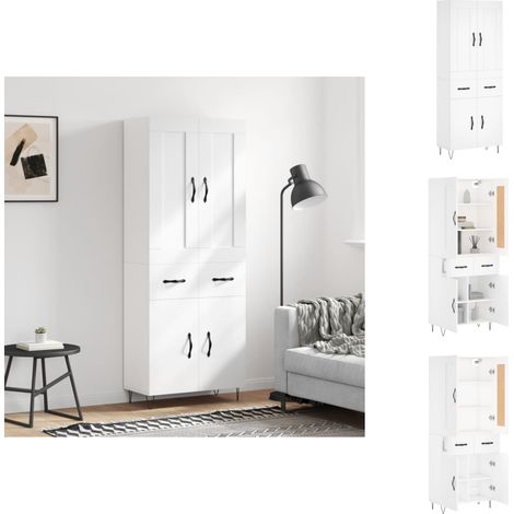 Sideboards - Living Highboard Weiß 69,5x34x180 cm Holzwerkstoff (1/5)