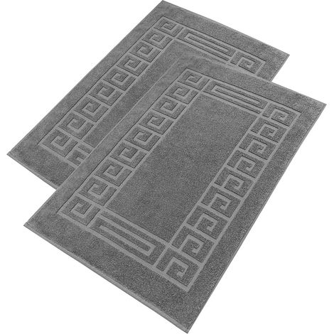 Lot de 2 Tapis de Bain - Coton - Absorbant - Doux - Salle de Bain - Gris Foncé 50 x 80 cm (1/5)