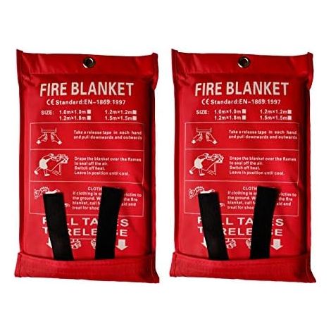 Couverture Anti-feu en Fibre de Verre pour la Survie, Protection Ignifuge et Isolation Thermique, conçue Cuisine, cheminée, Barbecue, Voiture, Camping (1x1m-2 pièces) - 1x1m-2 pièces (1/5)
