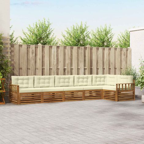 vidaXL Outdoor-Sofagarnitur mit Kissen 6 pcs Natur und Creme (1/5)
