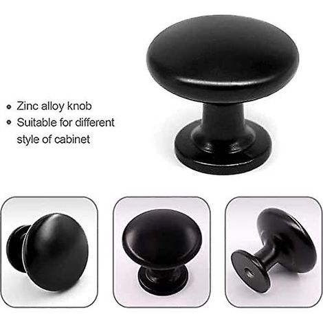 Lot de 20 boutons de porte/tiroir/meuble noirs vintage de 30 mm pour placards de cuisine (1/4)