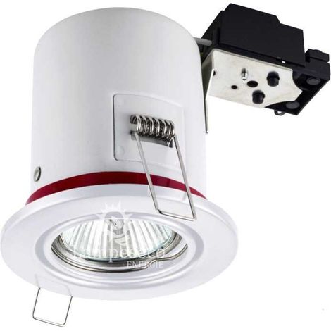 Lampesecoenergie – Support de spot orientable blanc 90mm – Douille GU10 automatique – Étanche à l’air – Compatible spots 50x50mm max 7W
