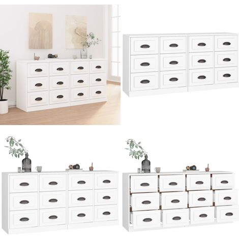 Sideboards 2 Stk. Weiß Holzwerkstoff - Schreibtisch - Wohnzimmermöbel - Sideboard Weiß - Regal - Aufbewahrung - Home & Living (1/5)