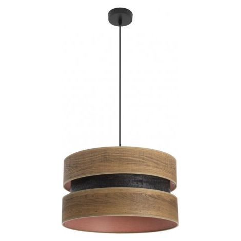 Colgante Colet 1xe27 Negro/madera Oscura Regx40x40 Cm