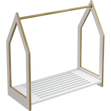 Appendiabiti/guardaroba/guardaroba aperto per bambini a forma di cabina 78 x 75 x 35 cm bianco 030010291