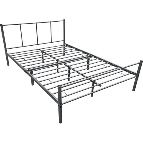 Cama metálica para adultos con láminas metálicas estructura de acero gris 120 x 200 cm 030004918 (1/5)