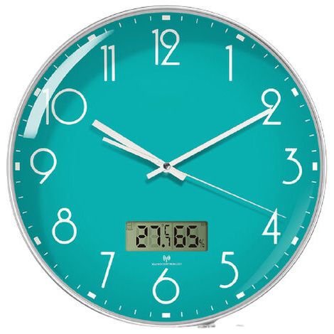 royaluxe - 12 pouces salon horloge murale simple horloge en plastique domestique horloge à quartz muet , visage vert cadre blanc L , 30530cm, (1/5)