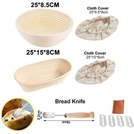HK11273-Panier pain de Fermentation en rotin naturel. ovale-rond. pte Banneton. en osier. pour preuve de masse. avec BANNETON (1/4)