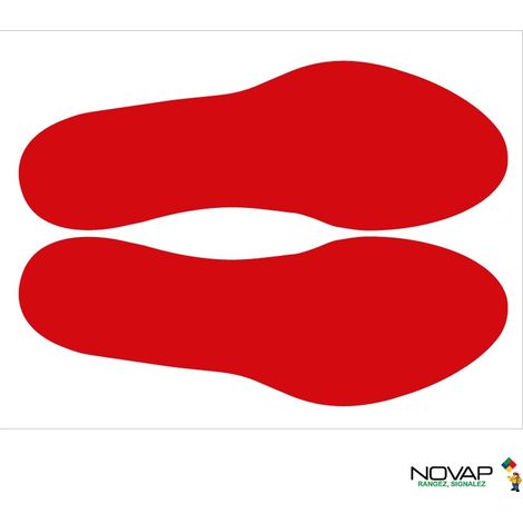 Lot de 10 adhésifs marquage au sol - Empreinte de pas rouge 300 x 100mm - 4003344 (1/5)