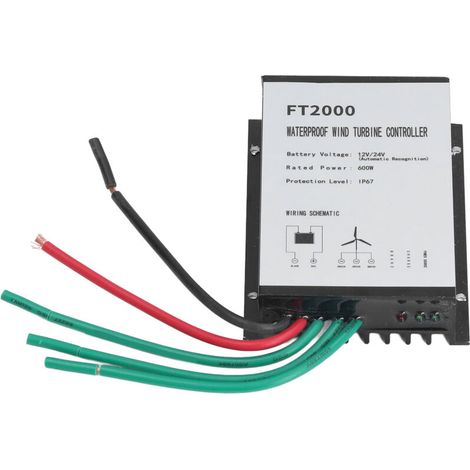 Régulateur de charge éolien 600W 12V/24V IP67 étanche FT2000, contrôleur automatique pour générateur éolien domestique (1/5)